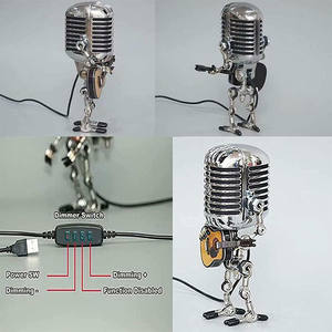 Lampe de table avec Microphones sans fil, modèle de <span class=keywords><strong>robot</strong></span>, guitare gaming ajustable lumineuse, décoration rétro, lampe de table en fer forgé - Product Image 6