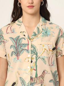 Conjunto de Pijama de Algodón Floral con Estampado a Mano, Ropa de Dormir para Mujer, Color Sólido, Precio al por Mayor Disponible - Product Image 5