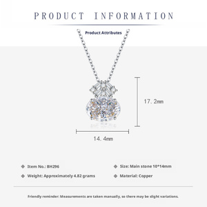 Toderi Manufacturer Supplier 10*14mm Oval Cut Cubic Zirconia <b>Necklace</b> Rings Unique Geometric Jewelry Set For Women - Product Image 2