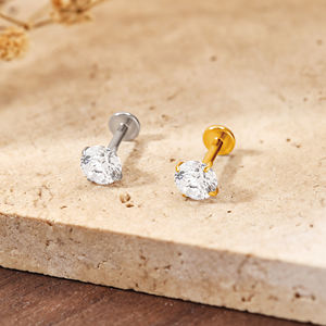 Titan hypo allergener Titan-Bolzen mit flachem Rücken Gewinde loser Drucks tift Conch Helix Labret Stud - Product Image 2