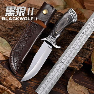 Cuchillo de Supervivencia de Acero Inoxidable para Dropshipping en Shopify, Cuchillo de Hoja Fija de Estilo Retro para Campamento, Buceo y Actividades al Aire Libre con Funda de Cuero - Product Image 3