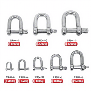 Manille en D en acier inoxydable M8-M20 avec goupille à vis, capacité de charge 300 KN, abaisseur pour levage et crochet de sécurité pour corde - Product Image 1