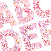 Lot de patchs brodés en sequins alphabet rose pailleté A-Z, badges à appliquer thermocollants pour vêtements, sacs et accessoires DIY