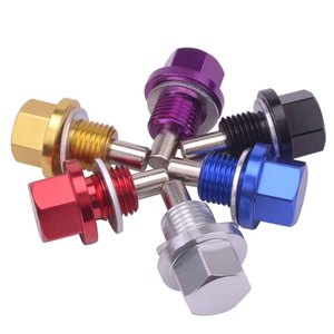 Auso-Racing Magnetic Oil Drain <b>Plug</b> Red Aluminum <b>Universal</b> Car Maintenance Part - Product Image 5