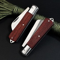 Couteau de greffage pliant à double lame de vente chaude couteau de coupe de plantes de jardin en acier de qualité bricolage avec manche en bois personnalisable OEM