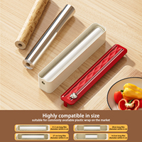 Plasticfolie Dispenser, Clingfilm Cutter, Keuken Organizer, Aluminiumfolie Dispenser, Opbergdoos, Tweezijdige Schuif, Snijhouder