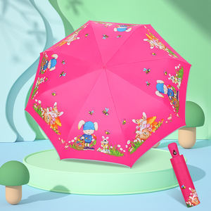 <span class=keywords><strong>Parapluie</strong></span> automatique à trois plis en caoutchouc, thème dessin animé, pour enfants, protection du soleil, noir, 1 pièce - Product Image 6