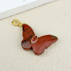 Vente flash <span class=keywords><strong>Pendentif</strong></span> en forme de papillon sculpté en pierres précieuses Plaqué <span class=keywords><strong>or</strong></span> Améthyste Jaspe rouge <span class=keywords><strong>Topaze</strong></span> <span class=keywords><strong>Pendentif</strong></span> en cristal avec zircon Bijoux - Product Image 5