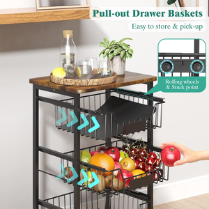 Chariot de cuisine à 4 niveaux avec micro-ondes, étagère à café et organisateur sur roulettes verrouillables pour salon, bureau, balcon - Product Image 2
