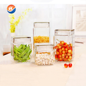 Hình dạng vuông Canister lọ thủy tinh với kính nắp - Product Image 6