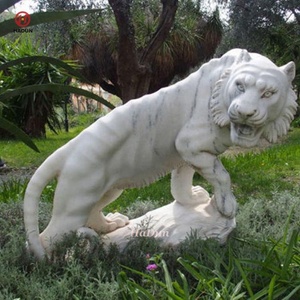 Estatua de Tigre de Piedra de Mármol Tallada a Mano Personalizada para Decoración - Product Image 6