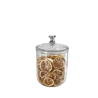 Bocaux en verre ronds OEM avec couvercle en verre/bambou pour grains de café, bonbons, fruits secs, graines de melon, noix
