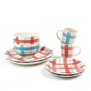 Vnox — service d'assiettes en céramique de Style nordique pièces ensemble de vaisselle pour 4 personnes, assiettes peintes à la main, lot de 18 ou 24 pièces - Product Image 2