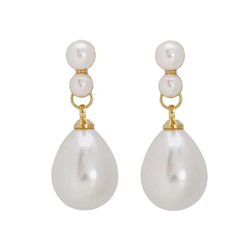 Pearl Clip on Earrings for Women Drop Clip Earrings for Women Gold Plated White Imitation Pearl Earrings Fashion