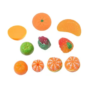 hot sale kids dollhouse play miniature fruit 3d fake orange resin cabochon charms