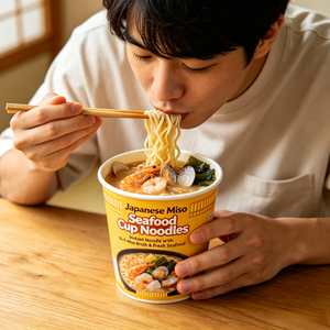 Nouilles Ramen aux fruits de mer au miso japonais authentique avec un riche bouillon Umami - Product Image 1