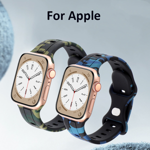 Correa de silicona delgada para <span class=keywords><strong>Apple</strong></span> <span class=keywords><strong>Watch</strong></span> Band Camo Print Sport Smart <span class=keywords><strong>Watch</strong></span> Belt Bracelet IWatch Series Ultra 10 9 8 7 6 5 <span class=keywords><strong>SE</strong></span> - Product Image 2