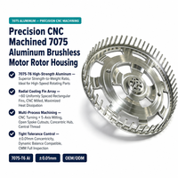 Boîtier de rotor de moteur sans balais en aluminium 7075 T6 usiné sur mesure par CNC avec ailettes de refroidissement radiales pour servomoteur de drone, service OEM