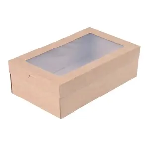 크래프트 종이 취사 상자 투명 창 뚜껑이있는 골판지 취사 상자 식품 상자 및 용기