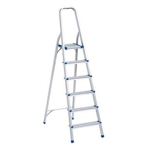 Scala in alluminio a 6 gradini 139 cm per uso domestico con impugnatura di sicurezza - Product Image 1