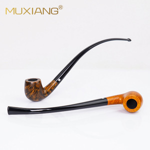 Muxiang Wooden Tobacco Pipe Bent Type 9mm Filter Solid Briar Wood Smoking Pipe For Men Gift - Product Image 4