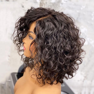 Cabello Humano Brasileño Rizado <span class=keywords><strong>Corto</strong></span> al por Mayor, Sin Pegamento, Cutícula Alineada, Virgen Remy para Pelucas Largas con Encaje Frontal y Cabello de Bebé - Product Image 4