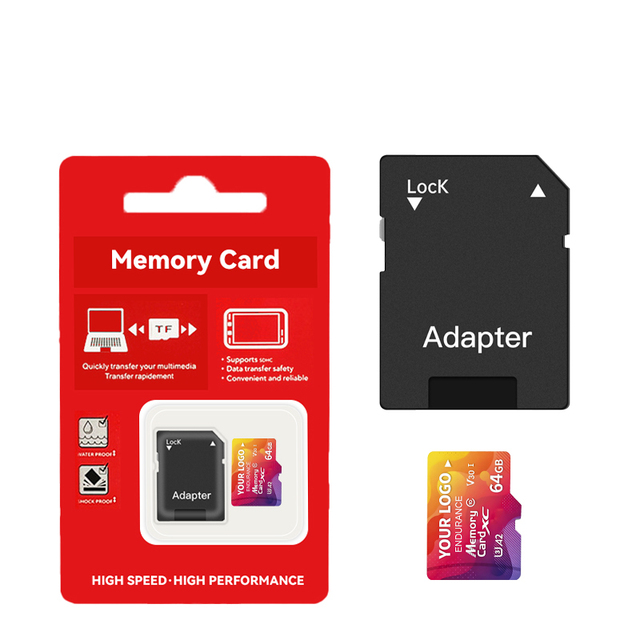 Custom Logo SD Memory Card  Speed Class 10 U1 U3 64GB 32GB 128GB 256GB Colorful Plastic Compatible for Cameras and DVRs