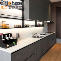 Fabricant de meubles de cuisine de nouveau modèle à Foshan avec des îlots de cuisine horizontaux et des armoires de cuisine sur mesure