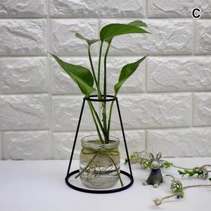 Metal Iron DIY Frame Glass Flower Vase Good Finishing Trendy Flower <b>Flask</b> High Quality Handmade Trendy Design Flower Pot - Product Image 2