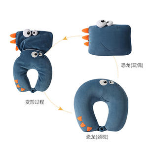 หมอนรูปไดโนเสาร์น่ารักสีกรมท่า 28x26x14 ซม. รองรับคอสำหรับเด็กผู้ใหญ่ ดีไซน์การ์ตูน - Product Image 5