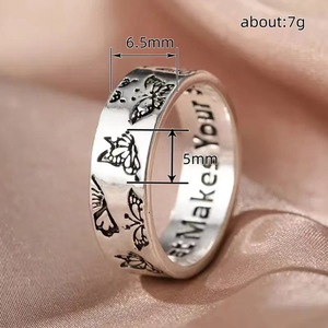 Anello PDANY con Farfalla Ispirazionale, Design Vintage con Incisione 'Soul Shine', Anello Europeo alla Moda per Donne - Product Image 4