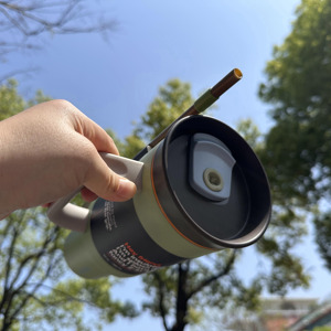 DD3979 Stainless Steel Triple Layer Vacuum Insulated Office Cup Travel Tumbler Leakproof Lid Carry Handle BPA Free 40 oz <b>Green</b> - Product Image 4
