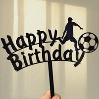Décoration de gâteau en acrylique « Joyeux Anniversaire » avec silhouette de footballeur, thème football, accessoire de pâtisserie