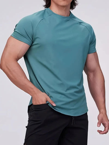 कस्टम लुभावनी पॉलिएस्टर स्पैन्डेक्स टी शर्ट संपीड़न जिम फिट 50 + प्रशिक्षण स्पोर्टी शर्ट - Product Image 2