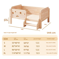 Lit pour animaux de compagnie moderne en bois massif avec garde-corps surélevé, canapé pour chiens âgés, compatible avec les robots aspirateurs, XL 114cm 110lbs