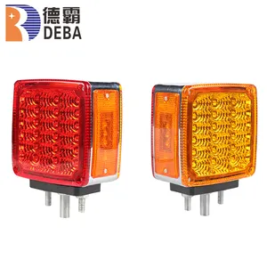 DEBA Hot-selling 24V 12V 39 LEDs Truck Trailer Double Face Pedestal Light Square Side Marker With Turn Signal Lamp