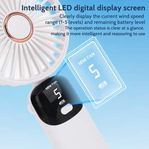 Ventilateur portable 3-en-1 avec 5 vitesses de vent, affichage numérique LED, fonctionnement ultra-silencieux, utilisation portable en voiture et en extérieur - Product Image 4