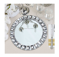 Assiettes carrées bordées d'or, ensembles d'assiettes en plastique, vaisselle, assiettes de présentation en verre argenté pour mariage