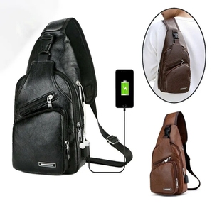 Nuova Borsa a Tracolla da Uomo Stile Coreano con Ricarica Borsa Monospalla da Esterno in Pelle PU Ventiquattrore Borsa a Spalla di Qualità Personalizzata - Product Image 1