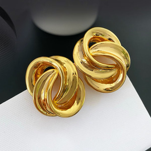 Nuevas Joyas y Accesorios de Estilo Oficina, Pendientes de Clip con Diseño Geométrico Circular y Espiral Calado, para Regalos de Fiesta para Mujeres - Product Image 1