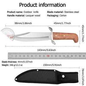 Cuchillo Multiusos de Acero Inoxidable con Mango de Madera, 20cm, 4mm de Grosor, Modelo HK SS232, para Camping y Actividades al Aire Libre - Product Image 6