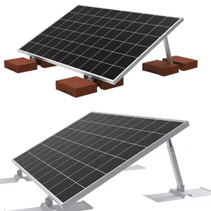 Panel fotovoltaico Estructura de estantería de soporte de suelo de techo plano con balasto, sistemas de soportes de montaje de techo con balasto solar doble 1 Juego