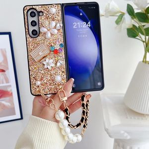 Fleur de luxe et sac à main motif strass étui de téléphone en TPU pour <span class=keywords><strong>Samsung</strong></span> Galaxy Fold5 pli 4 étui arrière <span class=keywords><strong>avec</strong></span> <span class=keywords><strong>chaîne</strong></span> - Product Image 5