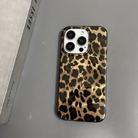 Coque de téléphone portable à imprimé léopard marron pour iPhone 16 15 Plus 17 18 Pro Max, coque antichoc à motif vortex, protection arrière INS