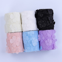 Fourniture directe usine : Ruban en tulle polyester à fleurs brodées en 3D dégradées, nœuds papillon et nœuds, longueur 10 yards