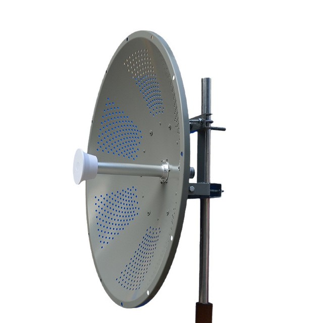 Outdoor 5.8GHz WiFi Parabolic MIMO Antenna High Gain 32dBi Dual Polarization Weatherproof IP67 N Female Connector 5 Beam Width