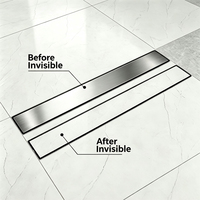 Drain de douche linéaire en acier inoxydable de luxe avec insert pour carrelage, couvercle invisible double usage, design moderne pour cuisine, salle de bain, baignoire