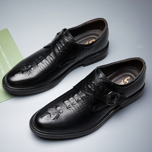Chaussures richelieu pour <span class=keywords><strong>homme</strong></span> Robe d'uniforme Oxford <span class=keywords><strong>Derby</strong></span> Chaussures à bretelles de moine Chaussures à rayures crocodiles gaufrées <span class=keywords><strong>Boucle</strong></span> à moraillon Cuir de vache véritable - Product Image 4