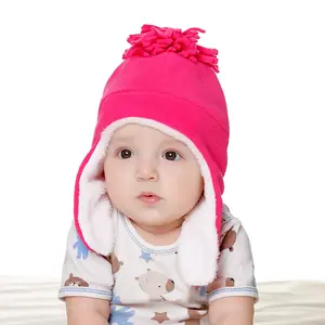 Factory Hot Sale Little Girls and Baby Sherpa Lined Warm Fleece Pilot Hat Infant Toddler Winter Cute Winter Earflat Hat