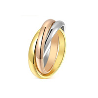 Bague torsadée anti-anxiété en acier inoxydable plaqué or 18 carats pour hommes et femmes, avec trois boucles irrégulières et design rotatif – Amour éternel